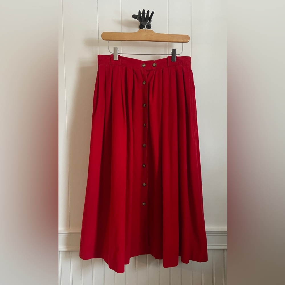 RARE The Eagle’s Eye Vintage Red Corduroy A-Line Skirt. 30” Waist